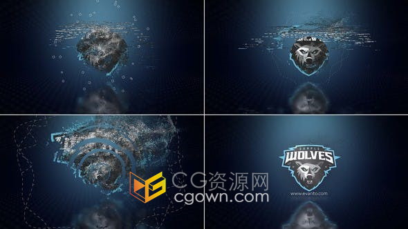 AE模板-像素化粒子故障特效制作LOGO动画片头视频