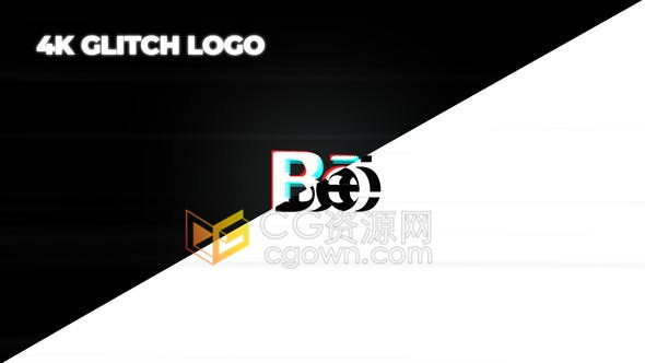 毛刺故障rgb分裂标志失真损坏效果快速LOGO片头动画-AE模板下载