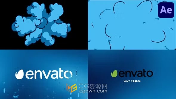 卡通风格场景提示液体元素滴落在屏幕上品牌介绍-AE标志模板