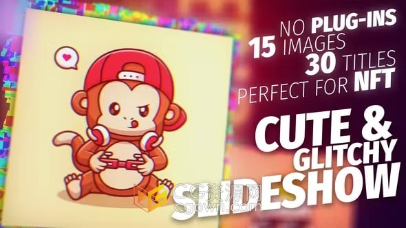 故障动画展示可爱卡片照片幻灯片宣传介绍视频-AE模板