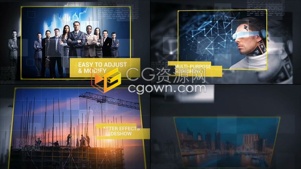 清新透明网格状效果科技公司商业展示视频宣传片-AE模板下载