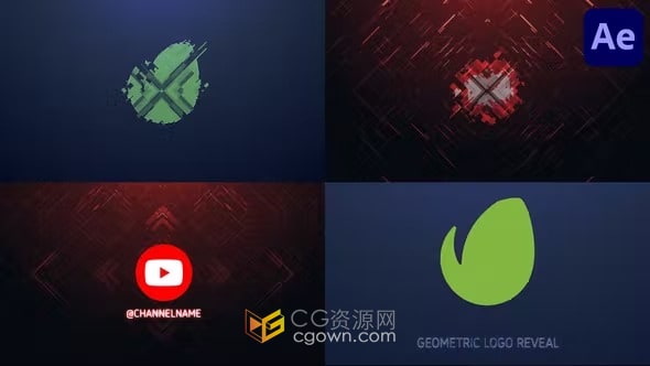 抽象几何故障特效演绎LOGO动画视频-AE模板