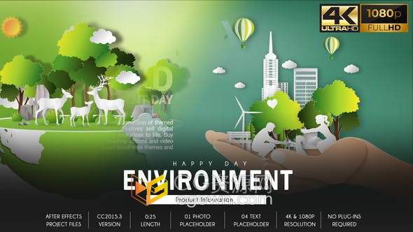 AE模板-世界环境日主题绿色经济生态城市绿色城市健康环境宣传片头