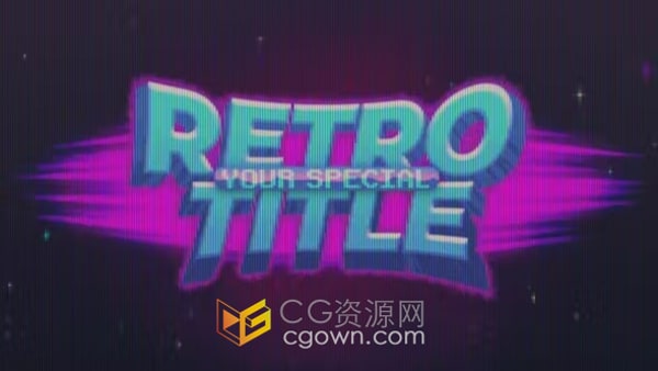 AE片头模板像素复古标题和vhs标志LOGO动画