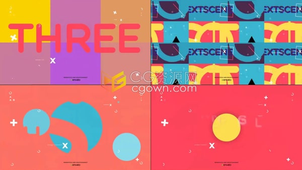 AE创意片头模板-抽象多彩Typo Intro时尚文字排版图形动画介绍