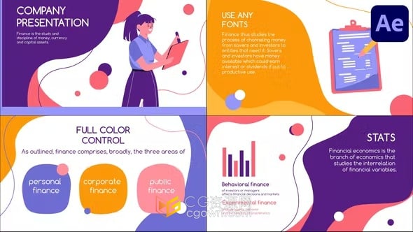 彩色动画活力场景展示商业理念技术图表新产品公司介绍-AE模板