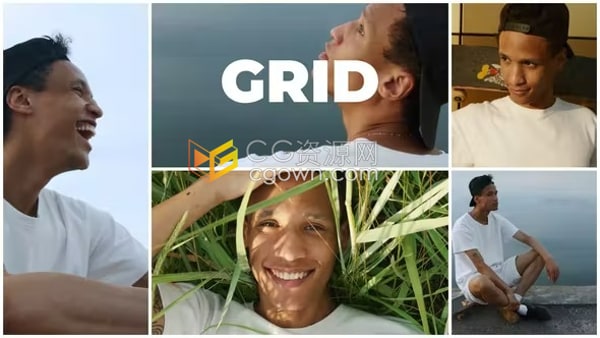 分屏视频时尚拼贴效果服装模特展示活动介绍AE照片动画模板