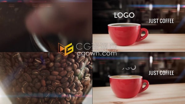 咖啡片头AE模板咖啡厅咖啡豆休闲下午茶视频广告