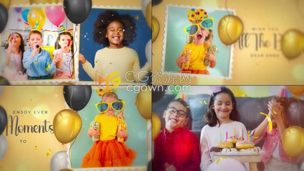 生日相册AE模板生日庆典儿童节日派对活动聚会视频相册