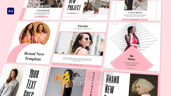 AE模板-社交媒体动态帖子人物照片文字排版动画20种效果