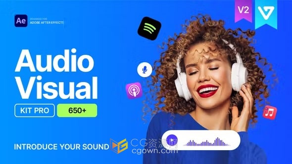 Audio Visual Kit V2 AE脚本预设包560套可视化音乐播放动画视频