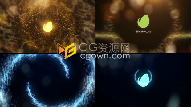 黄金粒子生成旋转路径动画揭示节日标志品牌LOGO片头-AE模板下载
