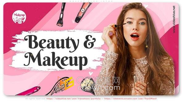 AE模板-直播化妆博主简介美容师化妆师模特视频短片动画