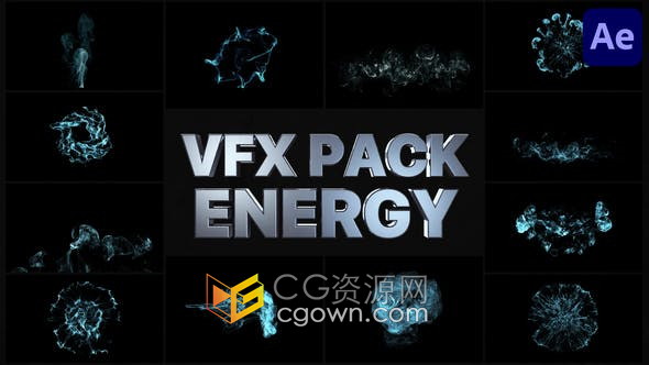 AE模板-爆炸产生烟雾能量粒子特效VFX Energy Elements
