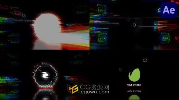 圆形色差数字噪点故障动画标志视频片头-AE模板下载