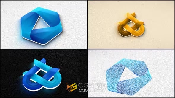 噪点纹理质感3D动画挤压片头视频-AE模板