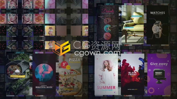 社交媒体vlog介绍动画设计广告业务故事APP竖屏幕效果小视频制作-AE模板下载