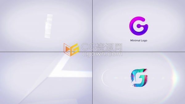 AE标志模板-干净简约立体翻转效果明亮光泽品牌LOGO演绎动画