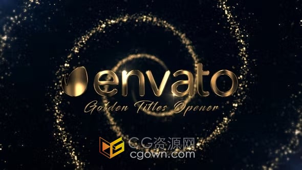 金色宣传文字标题动画旋转粒子特效背景-AE模板