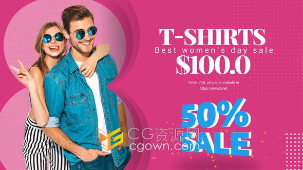 AE模板-妇女节母亲节女生特卖场服装宣传广告视频