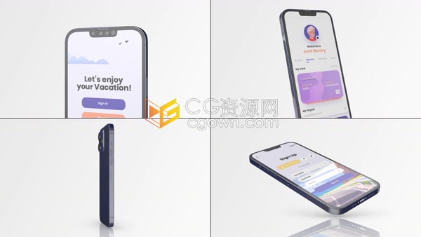 AE模板-iPhone 13 应用程序APP演示响应式动画图形元素场景宣传视频