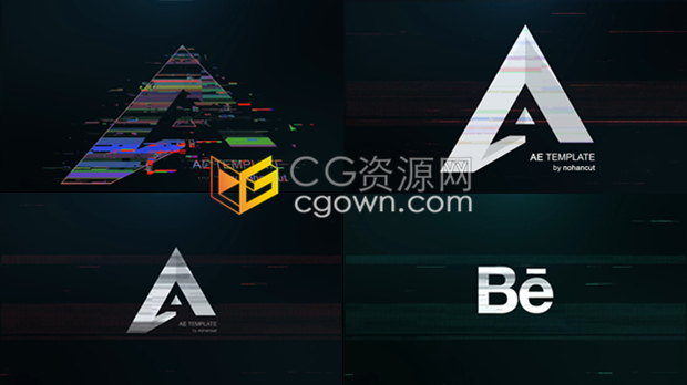 快速故障RGB分割数字失真坏信号特效LOGO动画4K视频片头-AE模板下载