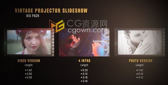 老式电影投影仪幻灯片大包胶带相册婚庆MV家庭回忆相册视频制作-AE模板下载