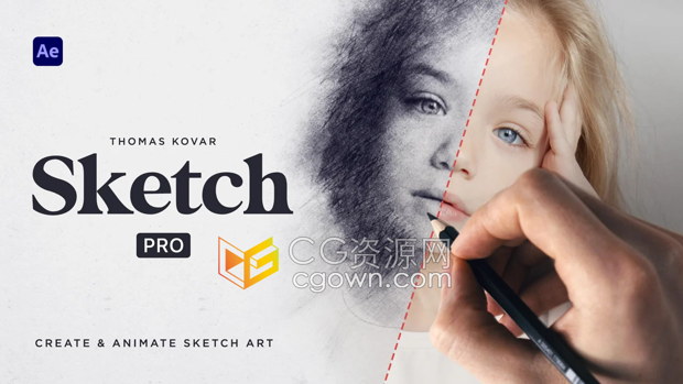 Sketch Pro v1.0 AE脚本模板创建素描草图动画效果视频