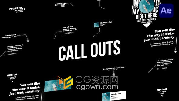 AE模板-12个简约标注标题呼叫线条介绍视频字幕Corporate Call Outs