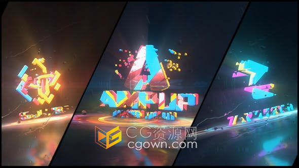 AE模板-雨天多彩颜色发光射线特效动画LOGO视频片头