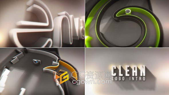AE模板-3D挤压生长动画LOGO标志效果视频片头