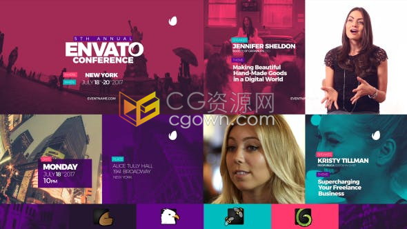 多彩时尚活动宣传企业培训演讲展览会议介绍标题幻灯片-AE模板下载