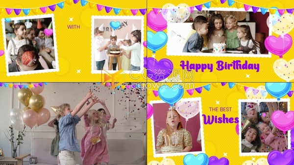 儿童生日相册AE模板快乐儿童节日活动视频