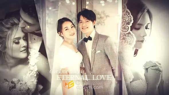 美丽婚礼幻灯片照片展示动画视频相册-AE模板