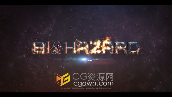 AE模板-制作电影预告片金属文字燃烧粒子动画宣传视频