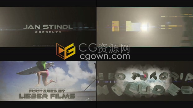 3D字幕标题粉碎故障烟雾特效展示电影开场文字包装片头-AE模板下载