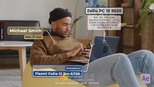 箭头标注脚注信息图表线条指针视频呼出标题-AE模板