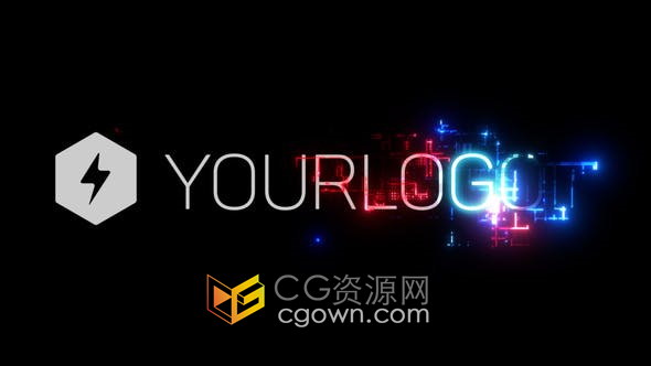 AE模板-抽象发光高科技电路LOGO或文字标题视频字幕动画