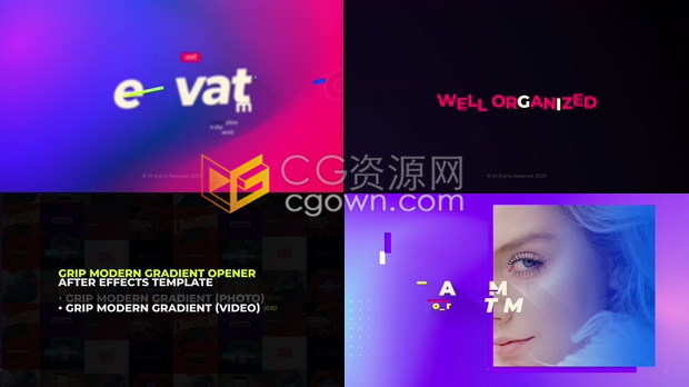 现代渐变色流行活力背景动态文本动画企业活动事件开场白vlog宣传演示包装片头 -AE模板