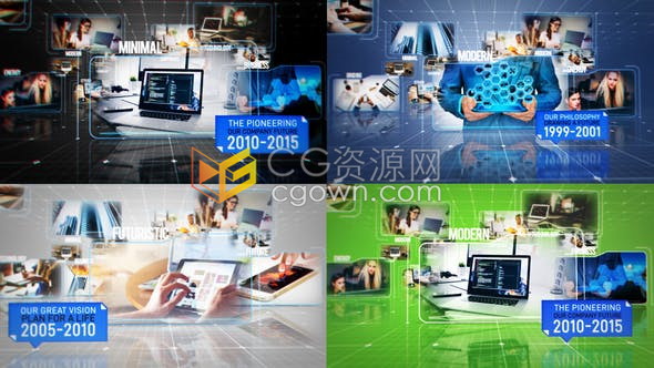 三维空间感全息高科技信息元素商业游戏网站宣传片-AE模板下载