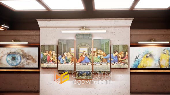 AE模板-艺术家画展活动帆布绘画博物馆油画绘画照相馆视频