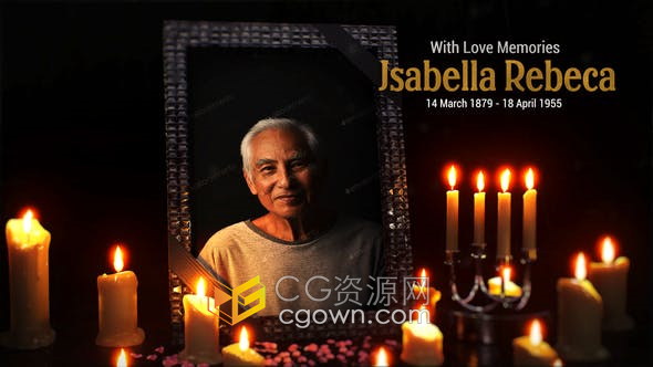PR与AE模板-纪念幻灯片蜡烛场景视频怀念英雄人物照片视频