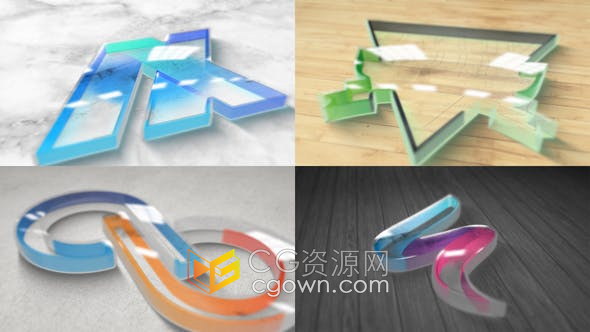 AE模板-3D玻璃塑料透明水晶LOGO动画效果视频片头