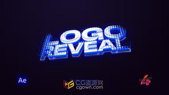 创意赛博朋克数字发光LOGO视频片头-AE模板