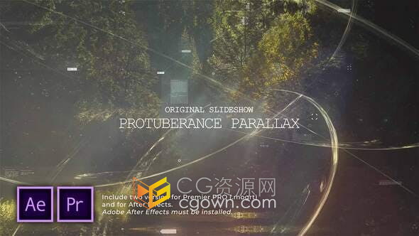 AE与PR模板-Protuberance Parallax Slideshow线条视差幻灯片宣传视频