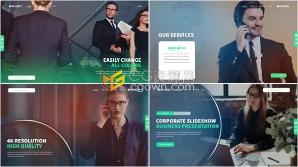 AE企业宣传片模板-干净现代适合各种行业公司介绍视频业务演示幻灯片
