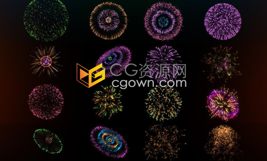 28种绚丽节日庆典夜空绽放美丽烟花漂亮礼花背景素材-AE模板免费下载