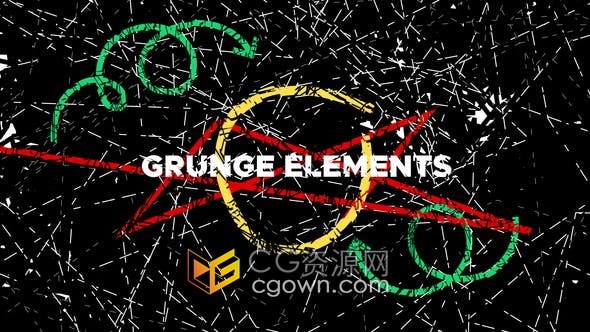 AE模板-损坏污垢变形破碎划痕形状动画效果元素视频制作