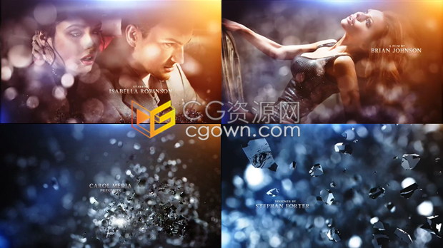 水晶碎粒缓慢漂散动画虚焦背景展示低调奢华颁奖晚会包装预告片-AE模板