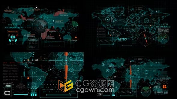 HUD UI Earth高科技信息图表用户界面地球效果-AE模板